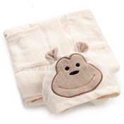 تصویر حوله پالتویی کودک سلین طرح میمون کرم روشن سایز 10-11 