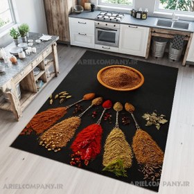 تصویر خرید فرشینه آشپزخانه رنگ مشکی با مدل ادویه 