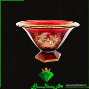 تصویر میوه خوری مدل پیزا طرح رومنس زرشکی کریستال سازان کد M1253 