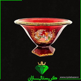 تصویر میوه خوری مدل پیزا طرح رومنس زرشکی کریستال سازان کد M1253 