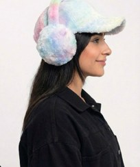 تصویر ست کلاه و گوشگیر تدی در رنگبندی - سفید / کلاه تدی 