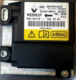 تصویر یونیت ایربک رنو ال ۹۰ اصلی اورجینال Ecu air bag