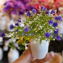 تصویر گلدان کوچک مراکشی با 7 مدل گل - شکوفه بنفش 