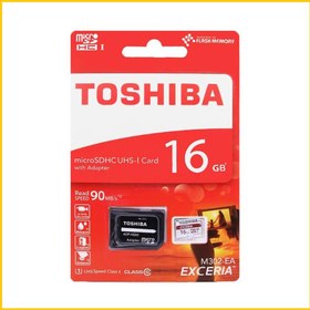 تصویر رم میکرو اس دی 16 گیگابایت توشیبا مدل M302-EA EXCERIA 90MB.s TOSHIBA MICROSDHC CARD 16GB EXCERIA M302-EA 90MB.s