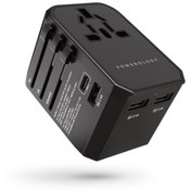 تصویر شارژر دیواری مسافرتی 1 تایپ سی و 3 یو اس بی و 1 سوکت برق 45 وات پاورولوژی Powerology Universal Multi-Port Travel Adapter PD45W P45PDUTVBK 