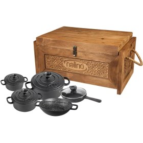 تصویر سرویس قابلمه چدن 9 پارچه نالینو مدل Dio Nalino Cast-Iron Dio Cookware Set 9 Pieces