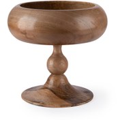 تصویر ظرف پذیرایی خمره ای پایه دار چوب گردو سایز کوچک 