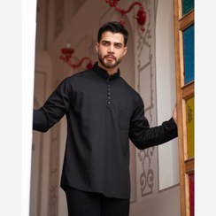 تصویر پیراهن مشکی محرمی/ مدل یقه کمربندی/تترون بروجرد 