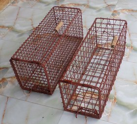 تصویر تله گربه سمور و ... تمام فلزی خراب نشدنی بدون فنر - ضد زنگ قرمز / چشمه 4.5*4.5 Metal cat trap