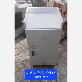 تصویر ترولی چوبی قفل دار دررنگ بندی سفید ومشکی هزینه ارسال به صورت پس کرایه به عهده مشتری میباشد 