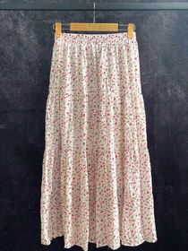 تصویر دامن زنانه چین دار کرمی 