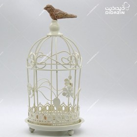 تصویر قفس و پرنده چوبی 