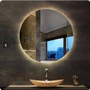 تصویر آینه بک لایت دایره 50 سانتیمتر (گرد) مناسب سرویس روشویی و اینه کنسول 