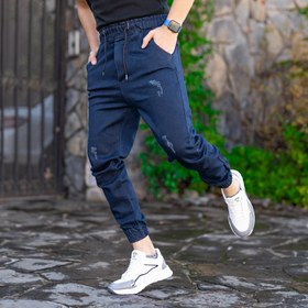 تصویر شلوار اسلش جین مردانه سرمه ای کد 19393 Navy Blue Men's Slash Denim Pants