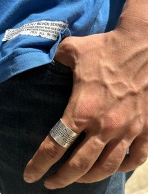 تصویر انگشتر نقره مردانه باحک (طرح نوت موسیقی) Silver ring for men