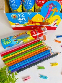 تصویر مداد رنگی ۱۲ رنگ استوانه ای آریا 