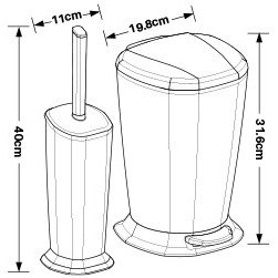 تصویر برس توالت و سطل زباله ایمن آب - مدل ورونا - سفید IMEN AB Toilet Brush and Trashcan - MODEL : VERONA