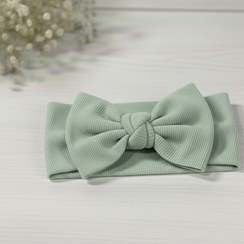 تصویر هدبند نوزادی پاپیونی کبریتی - سبز سدری - سبز سدری 