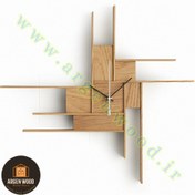 تصویر ساعت چوبی دیواری فانتزی ، مدرن و خاص طرح پازلی موندریان کد 613 