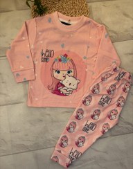 تصویر بلوز شلوار دختر و گربه - سایز 
