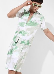 تصویر ست لباس مردانه طرح تای دای چند رنگ برای استفاده روزمره | پارچه کتان و ریون | ست لباس با طراحی راحتی و کیفیت بالا برند campus sutra Men's Multicolour Tie-Dye Print Co-Ord Set For Casual Wear | Cotton Rayon Fabric | Clothing Set Crafted With Comfort Fit & High