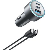 تصویر شارژر فندکی انکر Anker 535 Car Charger مدل B2731 سه پورت 67 وات همراه با کابل 