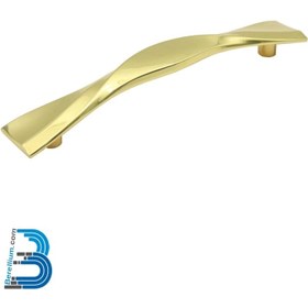 تصویر دستگیره کابینتی زاماک (سربی) دو پیچ طرح شکلاتی مدل B317 - 128 / طلایی Golden Zamak Cabinet Handles