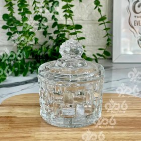 تصویر قندان شیشه ای حصیری 