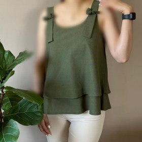 تصویر تاپ پاپیونی لینن 