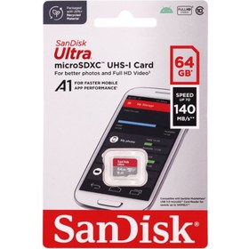 تصویر رم میکرو اس دی 64 گیگ سن دیسک SanDisk Ultra U1 A1 C10 140MB/s 