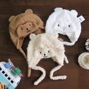تصویر کلاه خز نوزاد و کودک روگوشی 2 لایه تدی teddy warm hats 