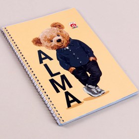 تصویر دفتر زبان 4 خط سیمی 60 برگ طرح فانتزی نهال آلما کد 7643 Nahal Alma Notebook 60 Sheets Code 7643