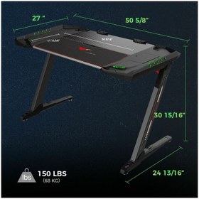 تصویر میز گیمینگ Eureka Ergonomic Z2BK-V3 E-Sports Gaming Desk RGB Eureka Ergonomic General Series Z2 51-Inch E-Sports Gaming Desk With RGB Lights