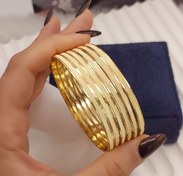 تصویر النگو طلاروس ۳ میل زنانه رنگ ثابت ضدحساسیت پک ۶ تایی کد1903M - سایز 