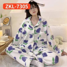 تصویر ست تدی دکمه دار طرح قلب بنفش 