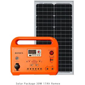 تصویر پکیج خورشیدی 30 وات برند رومکس مدل SG-1230W Solar Package 30W 17Ah Romex