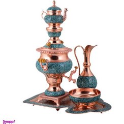 تصویر سرویس سماور 5 پارچه فیروزه کوبی آقاجانی کد F120 