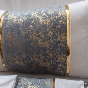 تصویر روبالشتی پارچه طلاکوب و مخمل - طوسی Pillows and pillowcases made of gilded fabric and mixed velvet