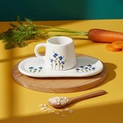 تصویر ماگ و زیرماگی سرامیکی طرح گل ابی کد111 Ceramic mug and saucer, blue flower design, code 111