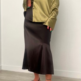 تصویر دامن ساتن مشکی 
