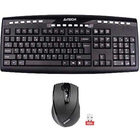 تصویر کیبورد و ماوس بی سیم ای فورتک مدل 9200F A4tech 9200F Wireless Keyboard and Mouse