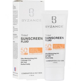 تصویر فلوئید ضد آفتاب بیزانس پوست مختلط تا چرب بژ روشن 40 میل Byzance Light beige Sunscreen Fluid SPF50 For Oily Skin 40ml