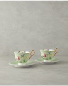 تصویر فنجان چای وانیلی NEW BONE چین 4 قطعه 2 مجموعه سبز روشن انگلیش هوم English Home 