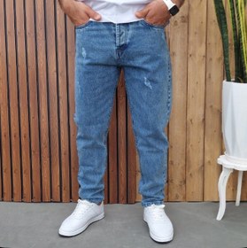 تصویر شلوار لی مام استایل مردانه رنگ آبی سایز ۴۰ تا ۴۸ 