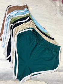 تصویر شورتک زنانه کوتاه جنس نخ پنبه ورزشی مغزی دوزی 