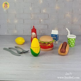 تصویر ست فست فود ساندویچ همبرگر و هات داگ Food Series 