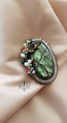 تصویر گلسینه جواهردوزی سنگ لابرادوریت 