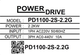 تصویر اینورتر درایو صنعتی مدل PD1100 توان 2.2 کیلو وات تک فاز پاور درایو 