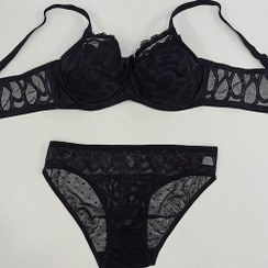 تصویر ست شورت و سوتین دانتل فنردار روژان کد ۴۹۰ Rojan490