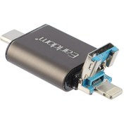 تصویر کارت خوان چند سر ارلدام Lightning/USB3/Type-C مدل ET-OT82 